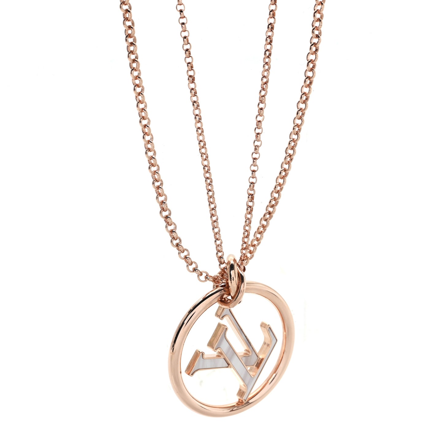 Metal Enamel LV Stellar Long Necklace Rose Gold