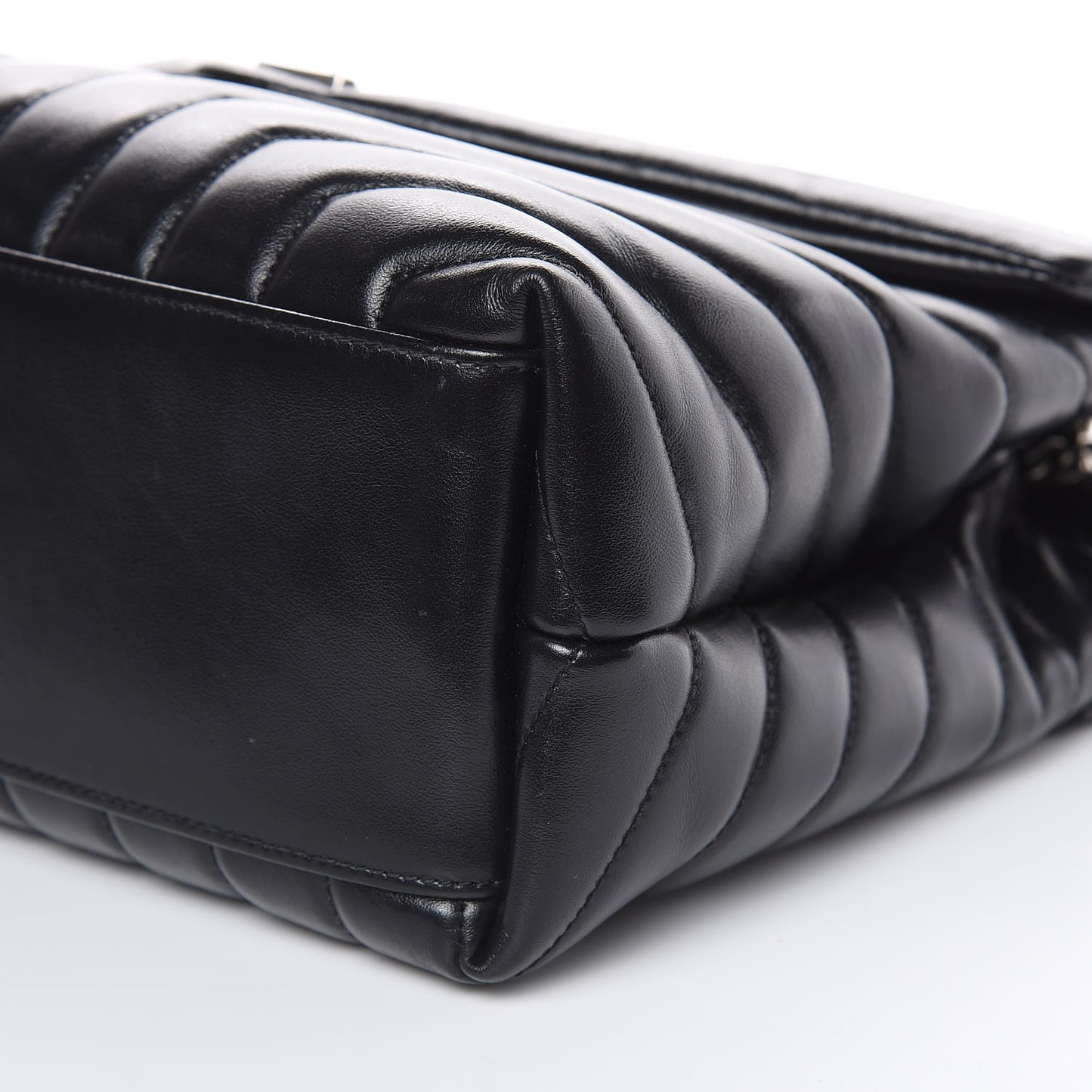 Calfskin Y Quilted Monogram Medium Loulou Chain Satchel Black