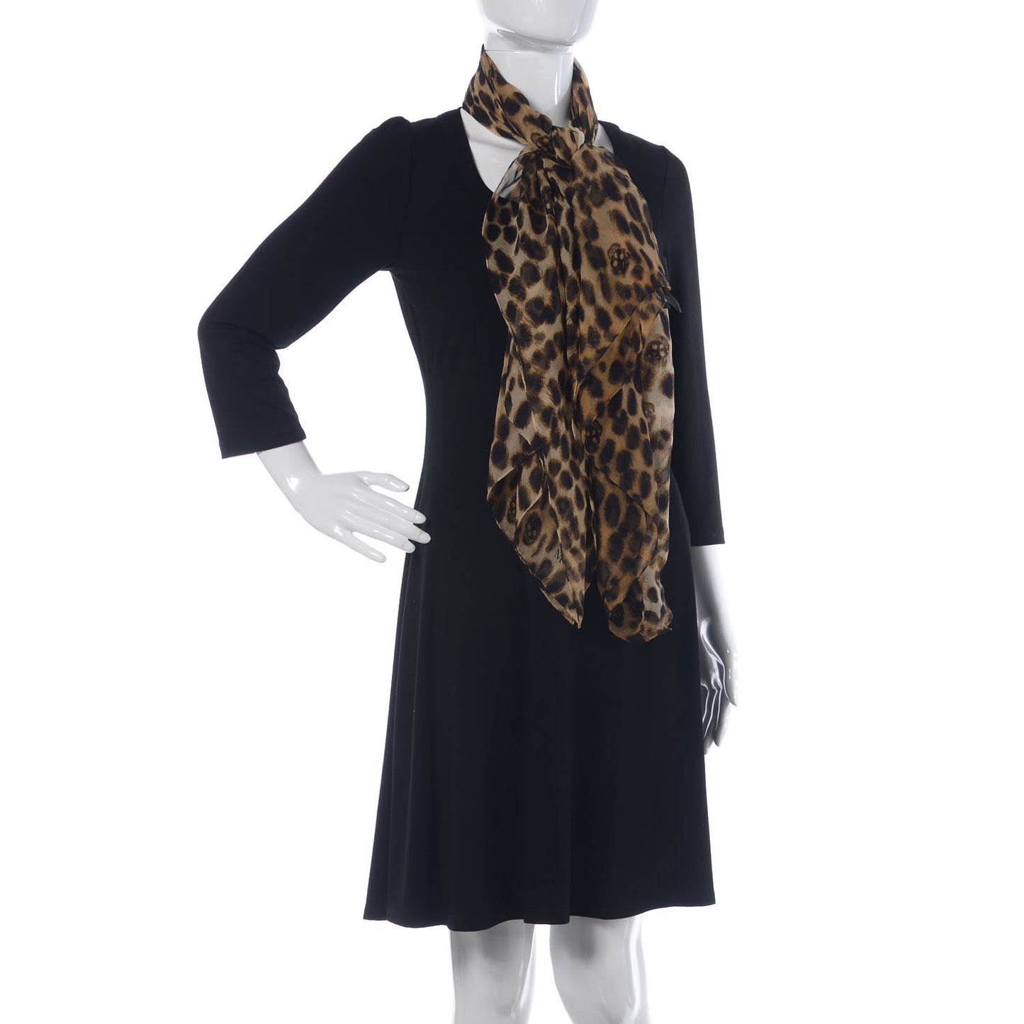 Cashmere Silk Leopard Skull Scarf Brown