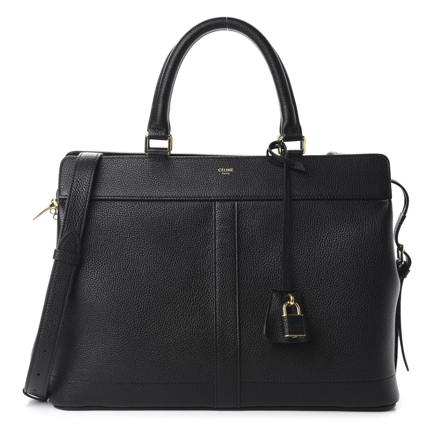 Grained Calfskin Medium Cabas De France Black