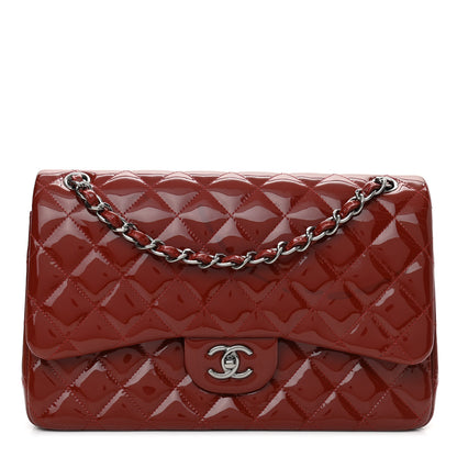 Chanel Patent Quilted Jumbo Double Flap Red 1 of 11