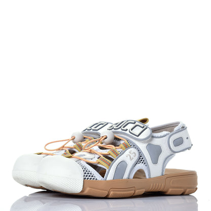 Gucci Mesh Fabric Tinsel Sport Sandals 36 White Silver 3 of 9