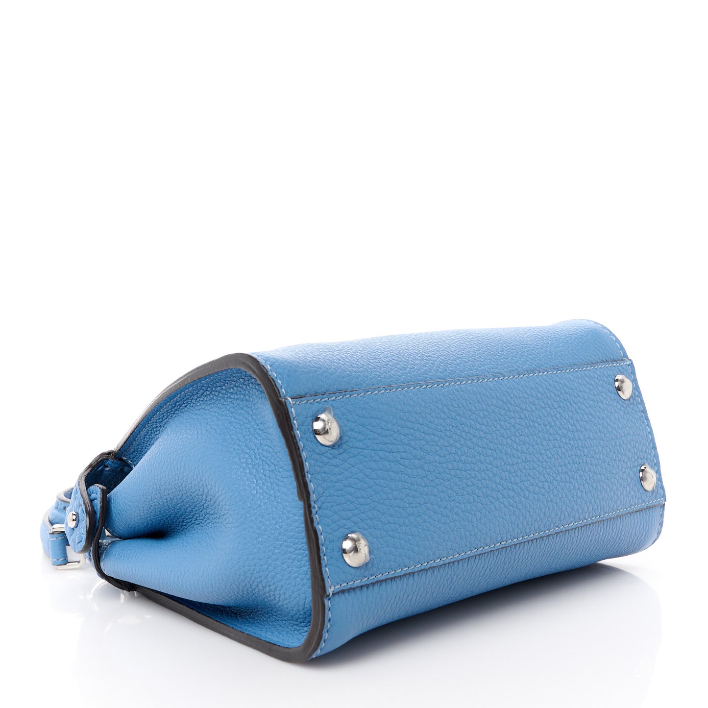 Vitello Granato Camoscio Selleria Macro Stitchings Mini Peekaboo Iconic Satchel Argento Blue