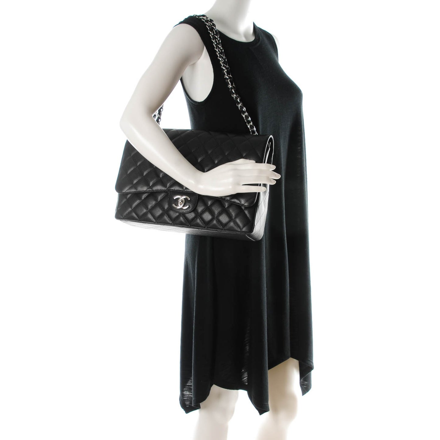 Caviar Quilted Maxi Double Flap Black