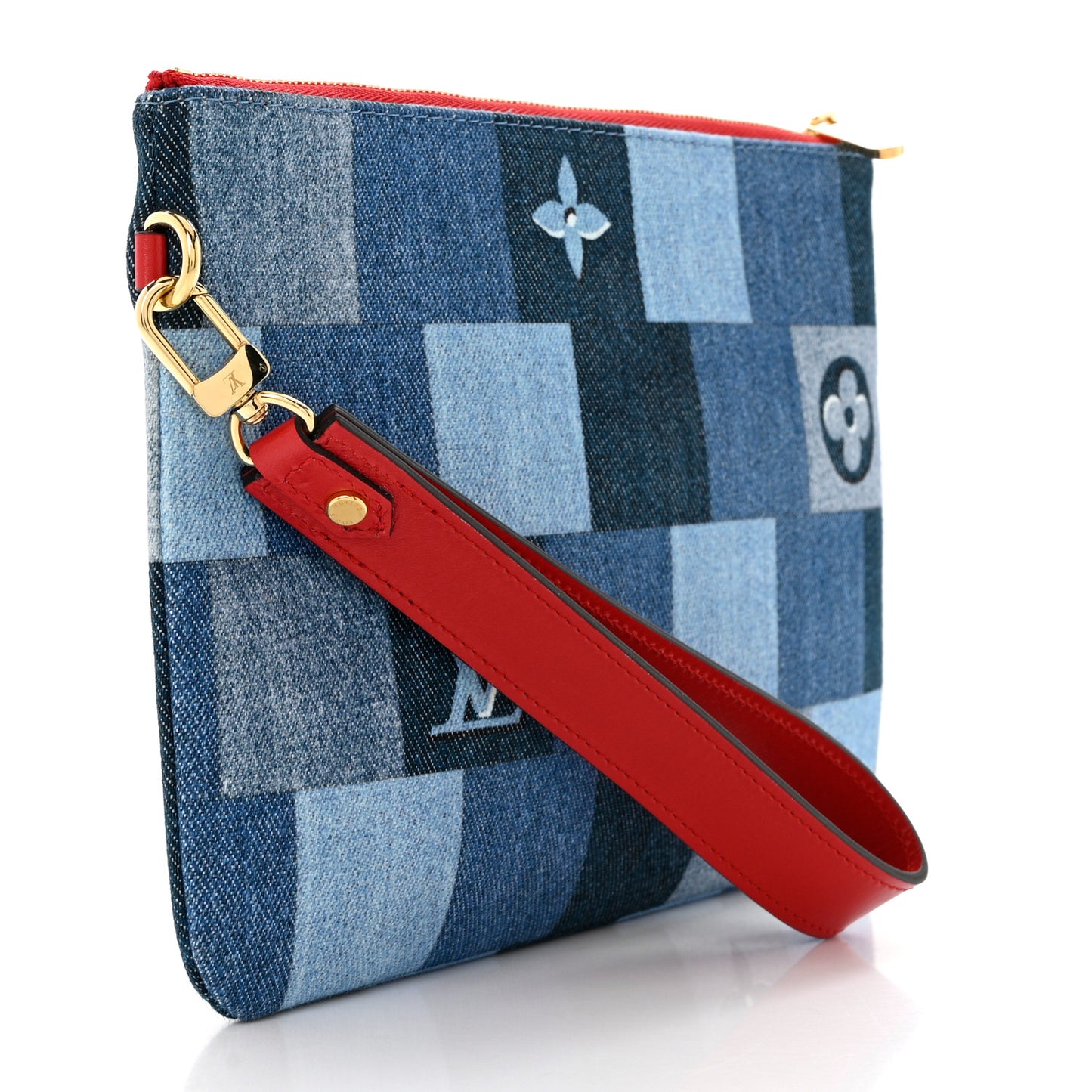 Denim Monogram Patchwork City Pouch Blue Rouge
