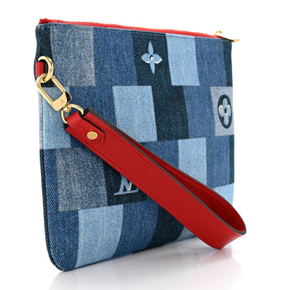 Louis Vuitton Denim Monogram Patchwork City Pouch Blue Rouge 3 of 7