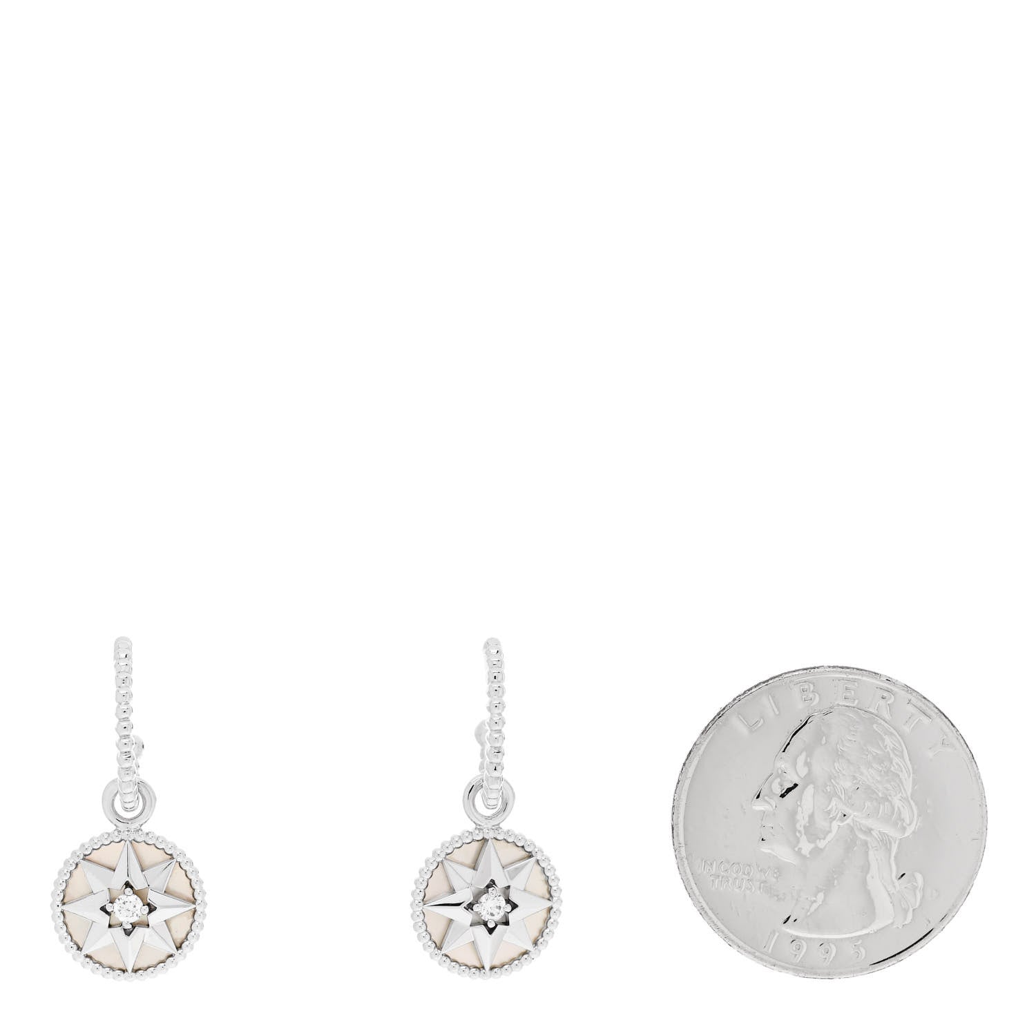 Christian Dior 18K White Gold Diamond Mother of Pearl Rose Des Vents Drop Earrings 2 of 5