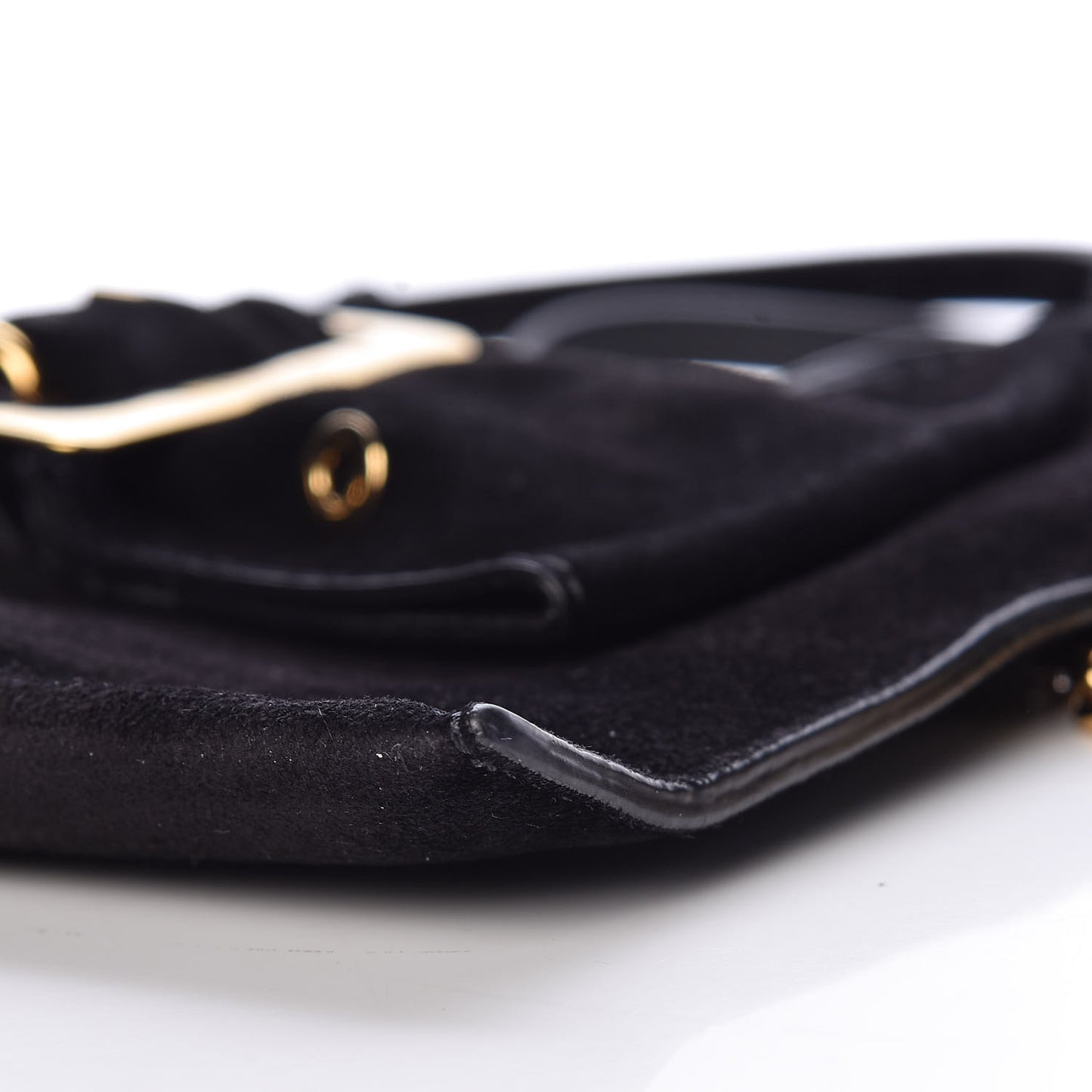 Suede Bow Buckle Crossbody Bag Black