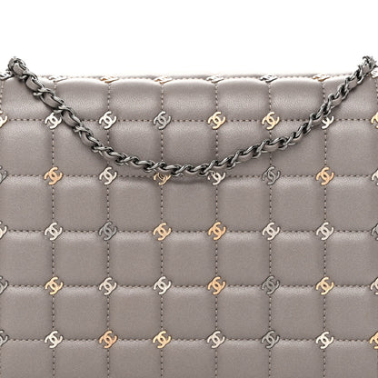 Chanel Lambskin Chocolate Bar Piercing CC Studded Small Chain Flap Bag Grey 8 of 12