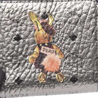 MCM Metallic Visetos Rabbit Zip Around Wallet Silver 7 of 8