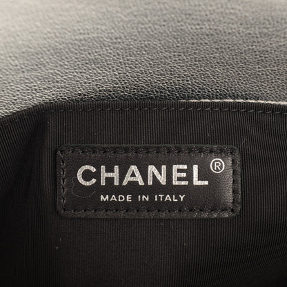 Chanel Metallic Goatskin Calfskin Medium Boy Flap Silver Black 8 of 10