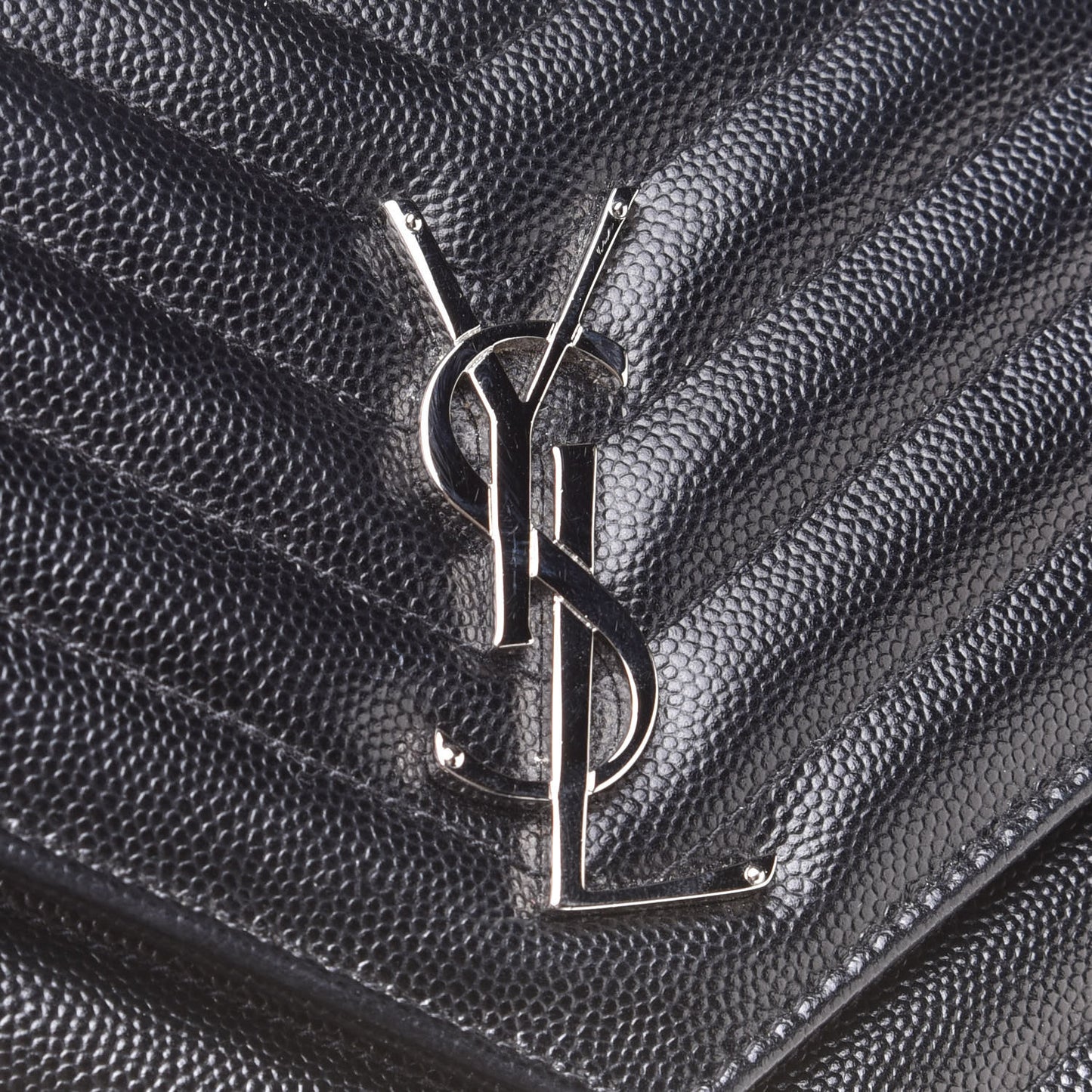 Grain De Poudre Matelasse Chevron Monogram Chain Wallet Black