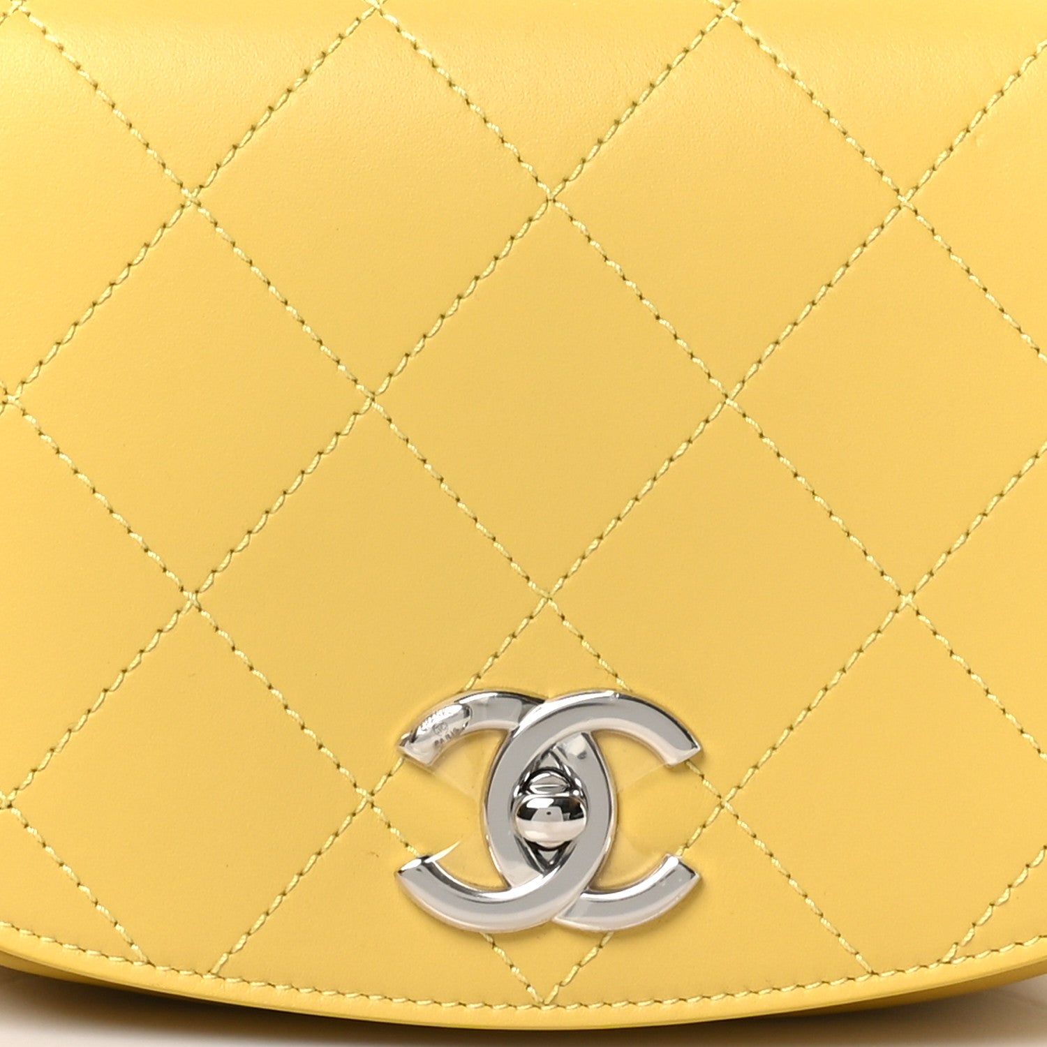 Chanel Calfskin Stitched Small Ring My Bag Flap Crossbody Yellow 8 of 10