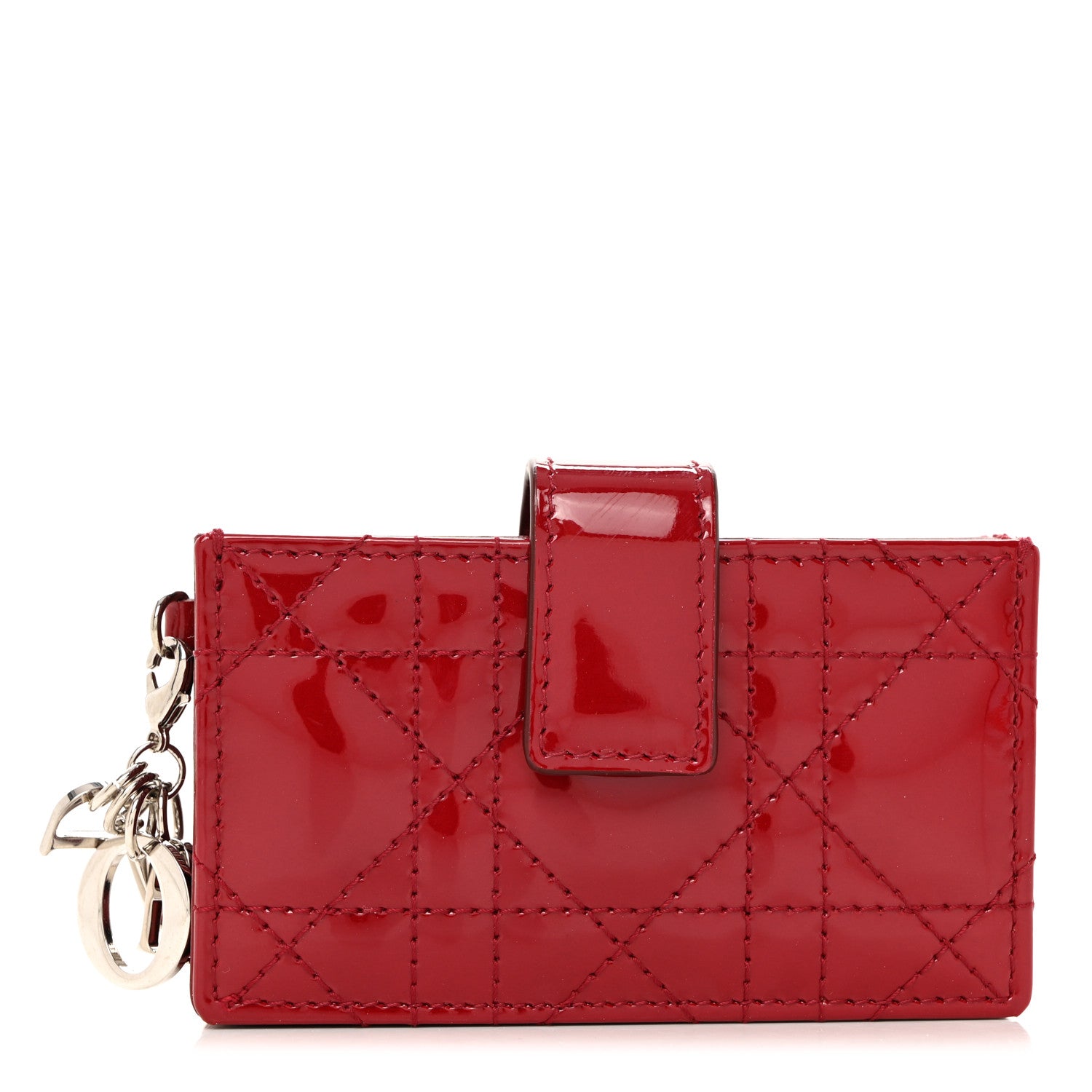 Christian Dior Patent Cannage Lady Dior 5-Gusset Card Holder Scarlet 1 of 8