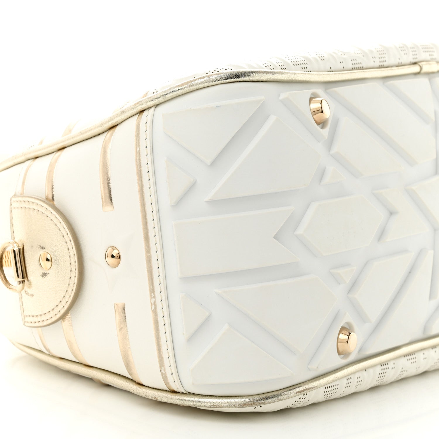 Christian Dior Perforated Calfskin Medium Dior Vibe Classic Bowling Bag White Gold 9 of 15