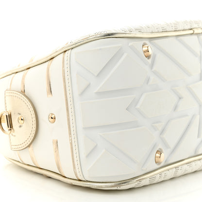 Christian Dior Perforated Calfskin Medium Dior Vibe Classic Bowling Bag White Gold 9 of 15