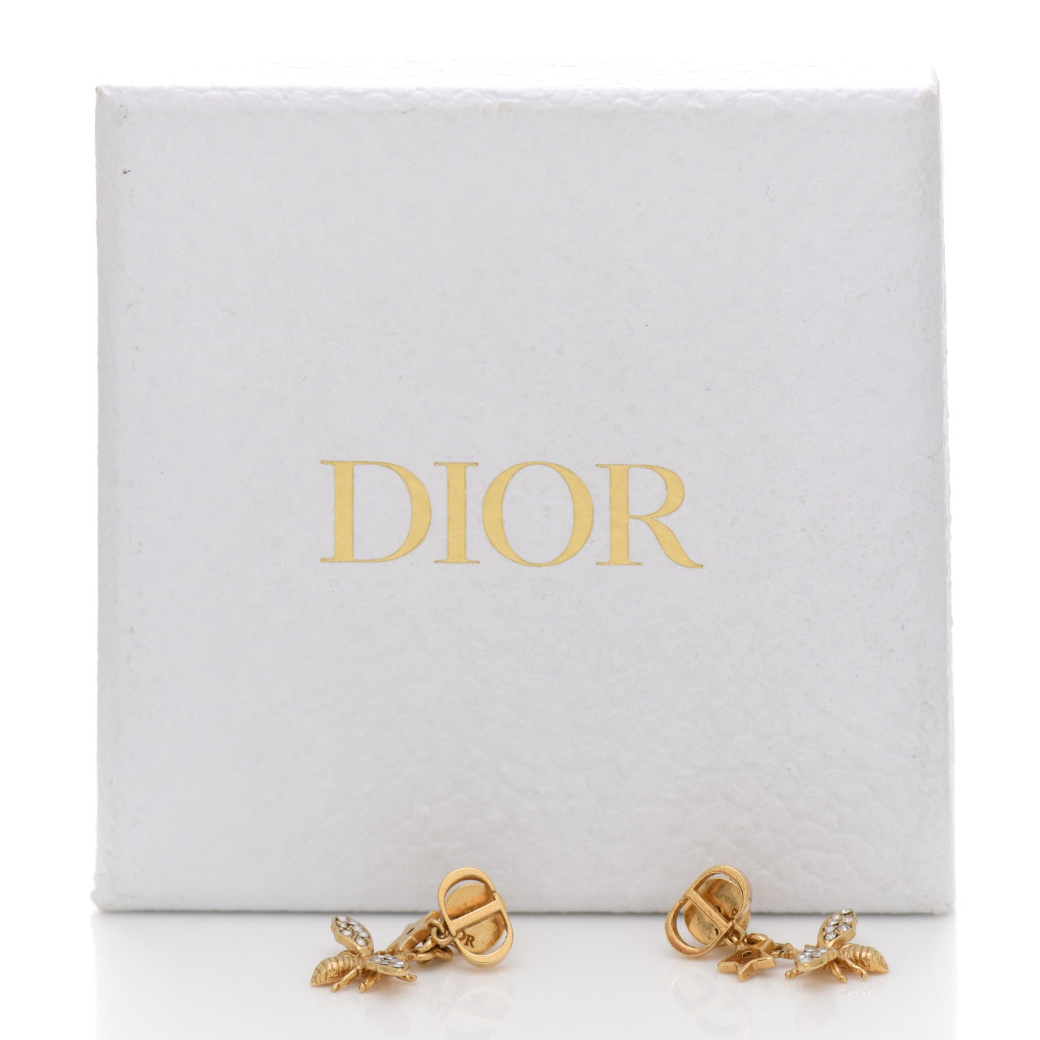 Christian Dior Crystal CD Bee Earrings Gold 5 of 5