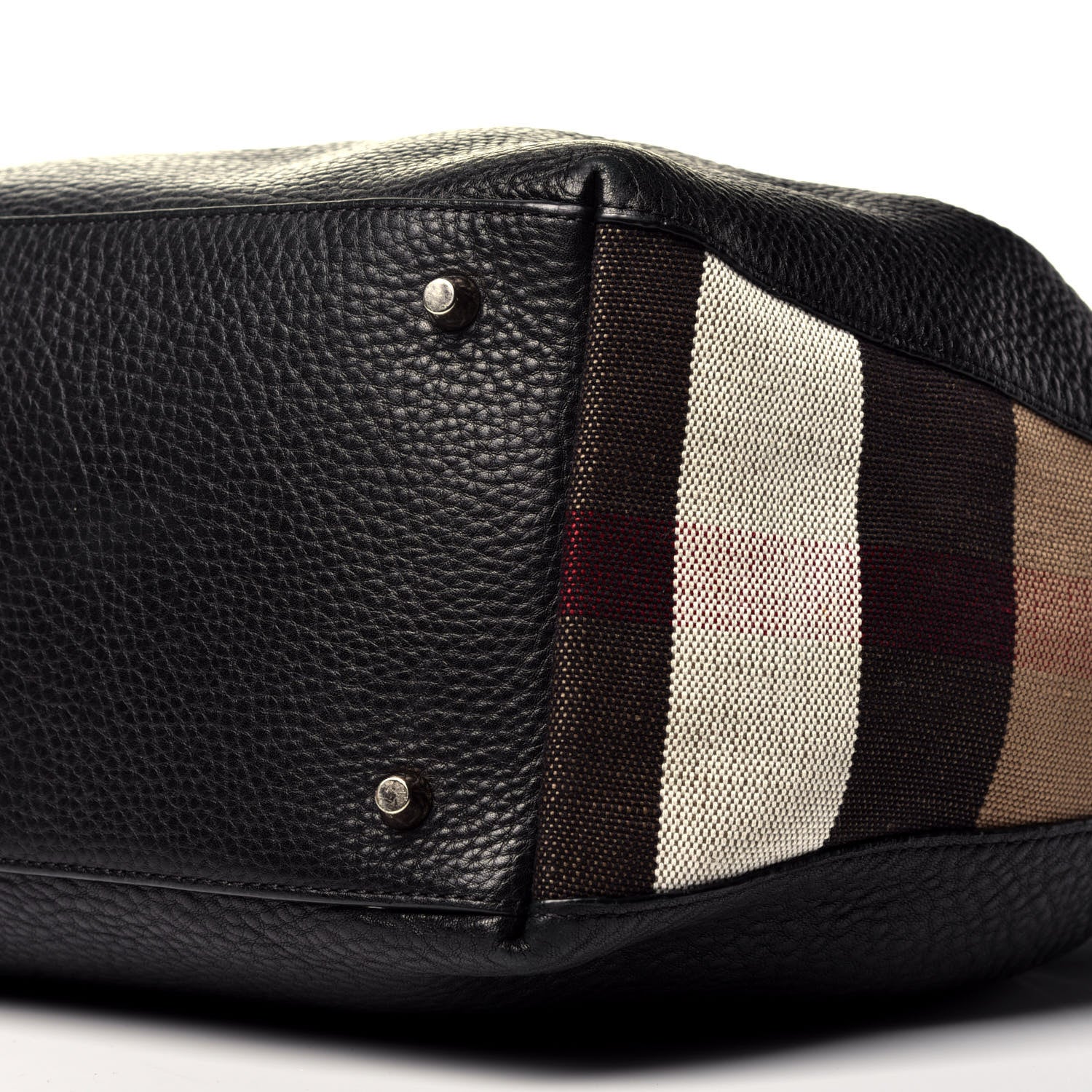 Burberry Grainy Calfskin House Check Medium Maidstone Black 10 of 10