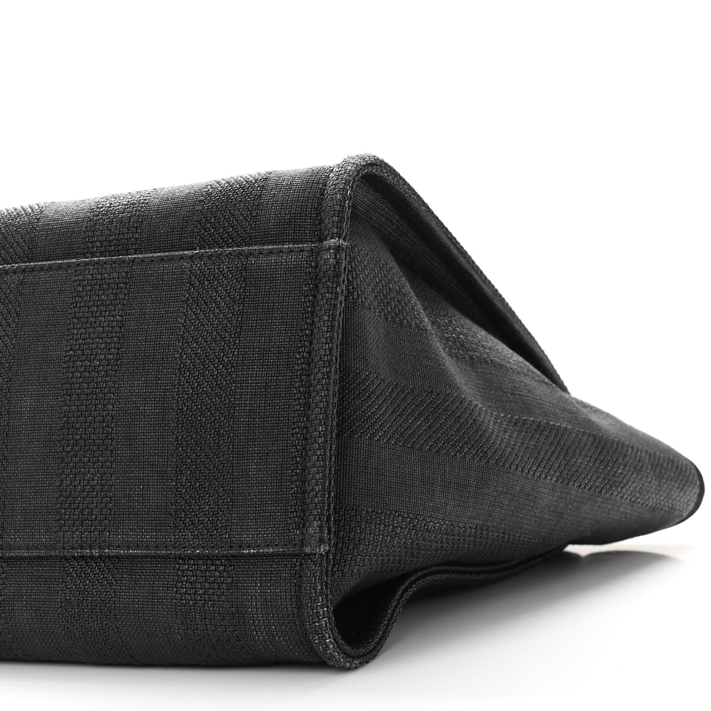 Mixed Fibers Calfskin Striped Medium Deauville Tote Black