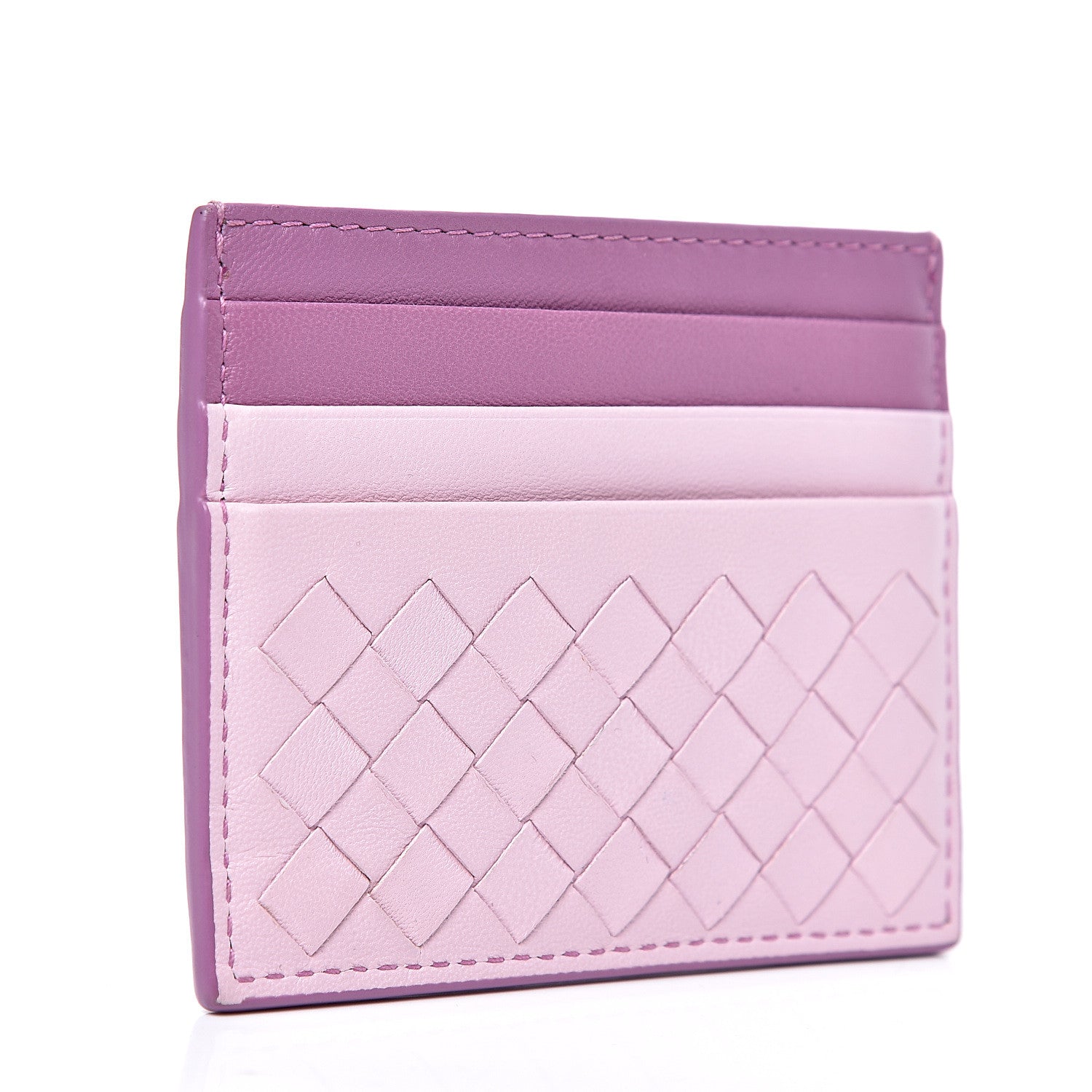 Bottega Veneta Nappa Intrecciato Woven Card Holder Pink Purple 2 of 7