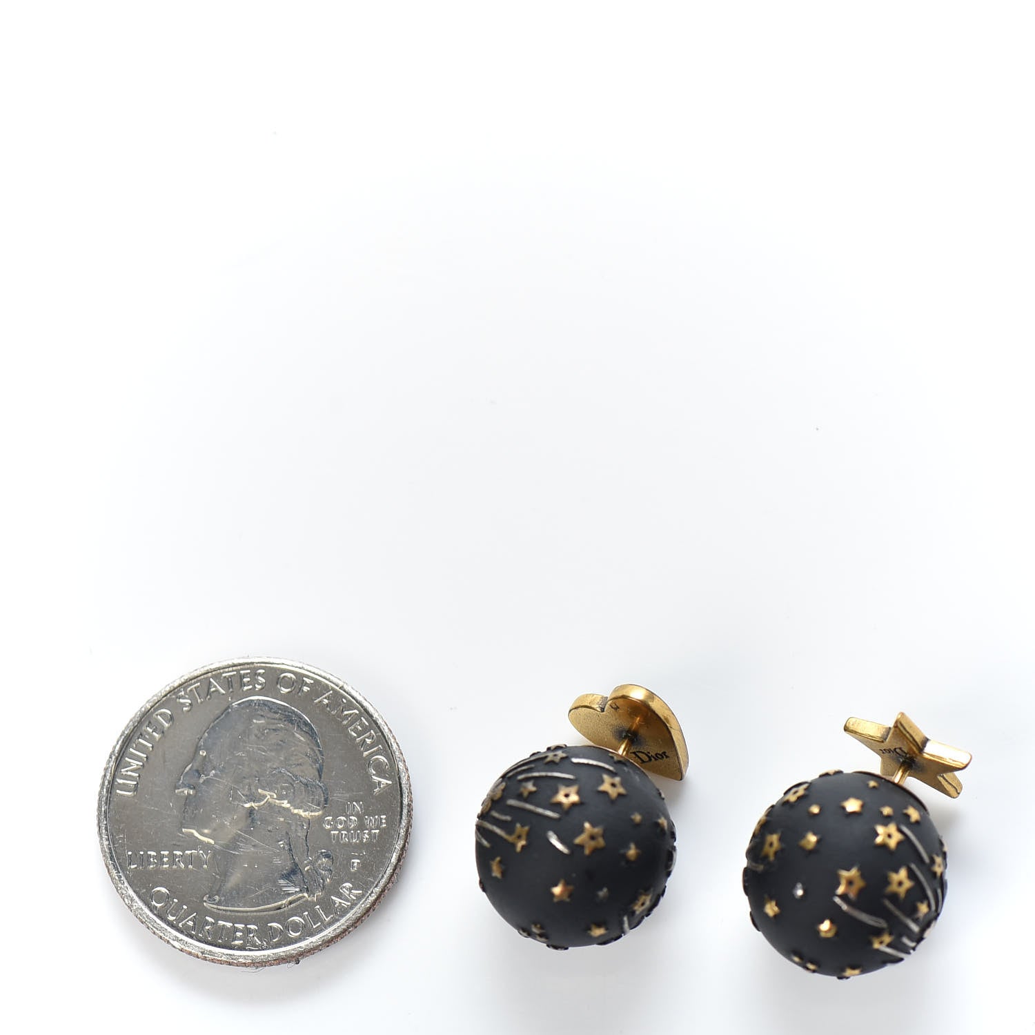 Christian Dior Metal Star Heart Mise En Dior Tribal Earrings Black Gold 2 of 3