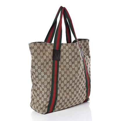 Gucci GG Monogram Medium Web Handle Vertical Tote Dark Brown 3 of 9
