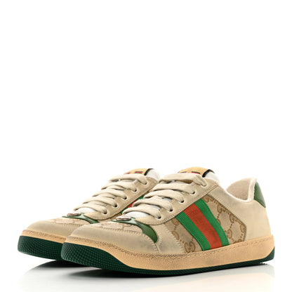 Gucci GG Monogram Nubuck Web Womens Screener Sneakers 39 New Sand Dusty Milk Vintage Green 3 of 9