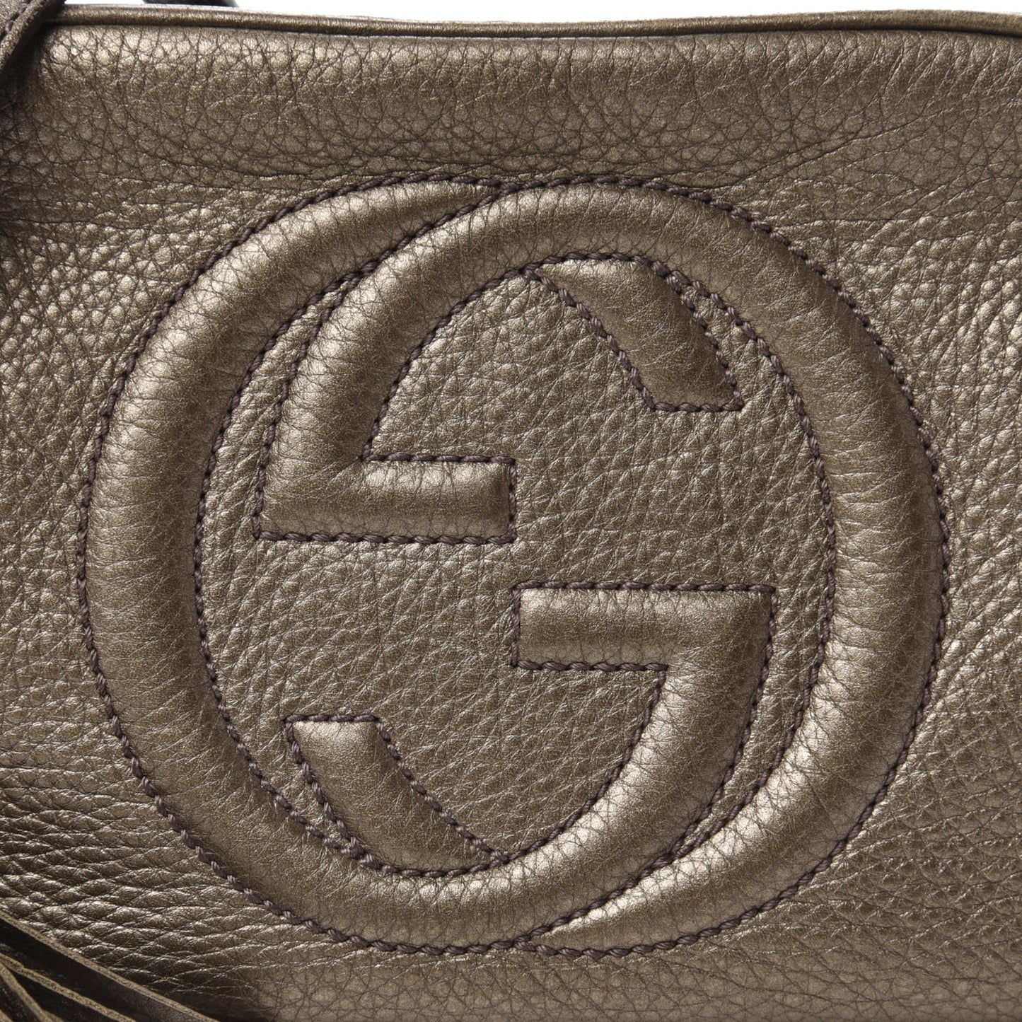 Metallic Pebbled Calfskin Small Soho Disco Bag Sasso