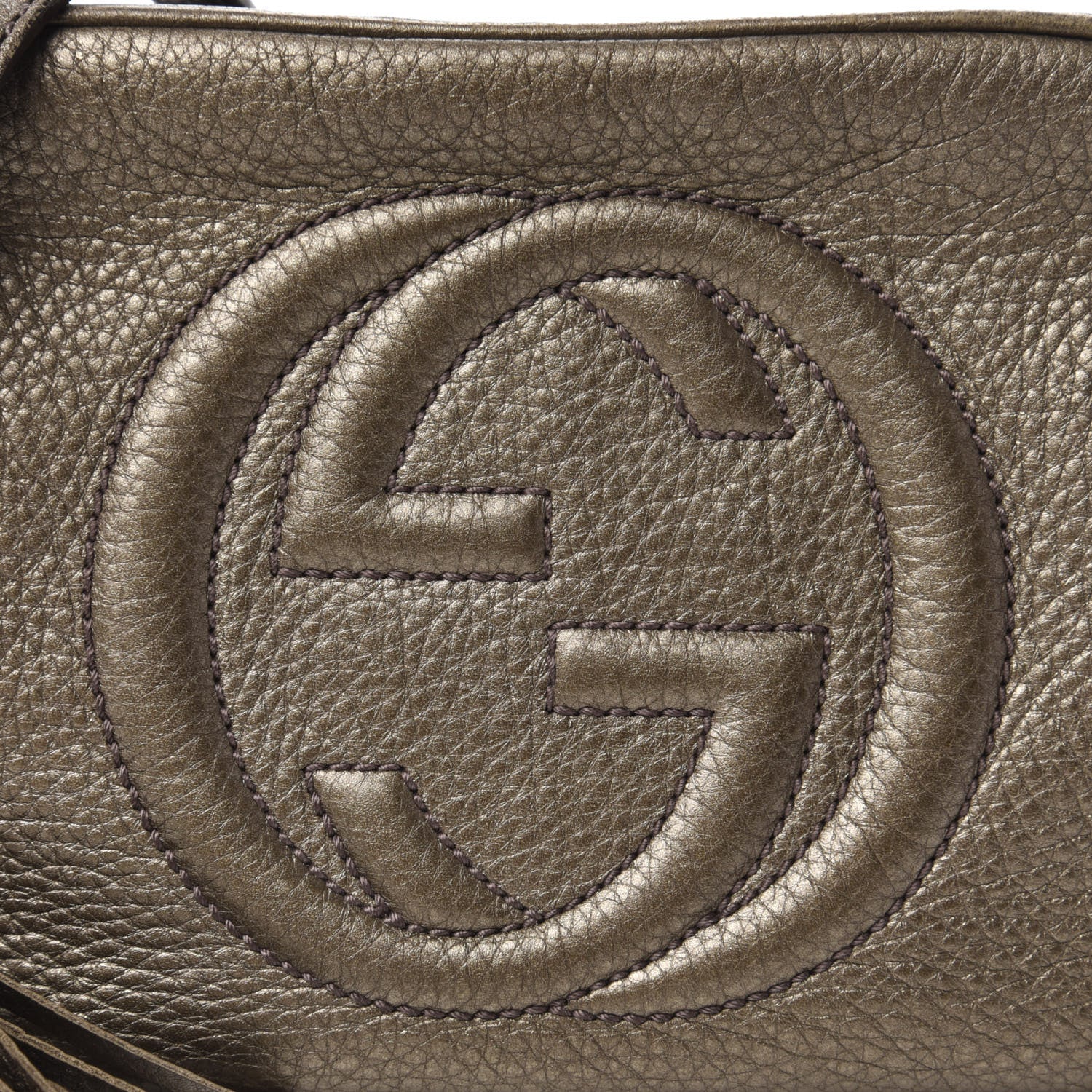 Gucci Metallic Pebbled Calfskin Small Soho Disco Bag Sasso 10 of 10