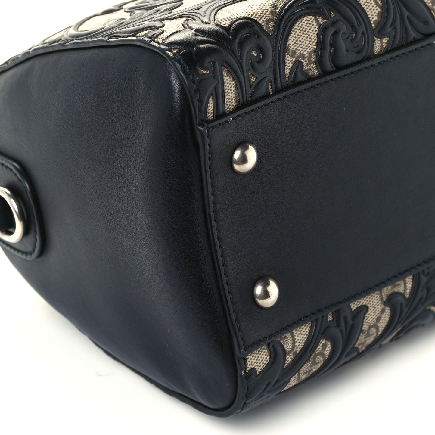 GG Supreme Monogram Arabesque Small Boston Black