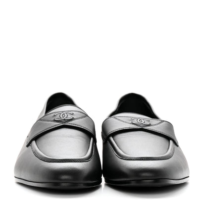 Chanel Calfskin Mens Stitched CC Loafers 43 Black 2 of 11