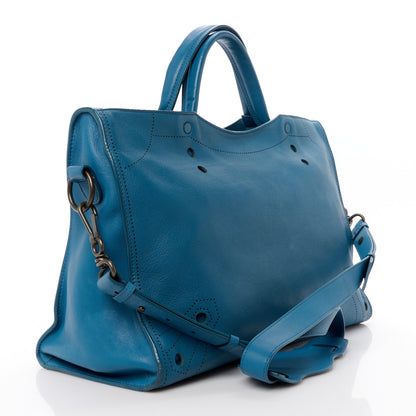 Balenciaga Veau Soyeux Perforated Blackout Hardware City Blue Canard 4 of 14
