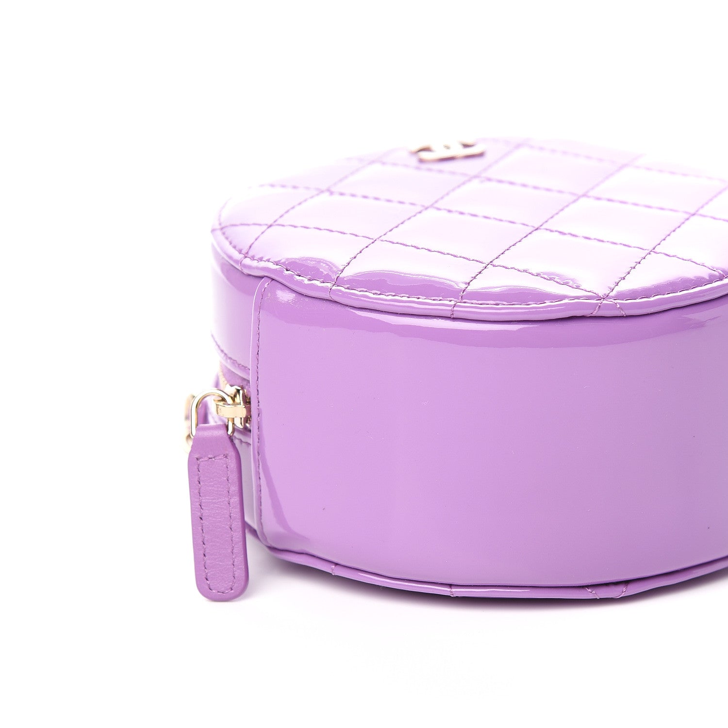 Chanel Patent Quilted Round Clutch With Chain Purple 8 of 12