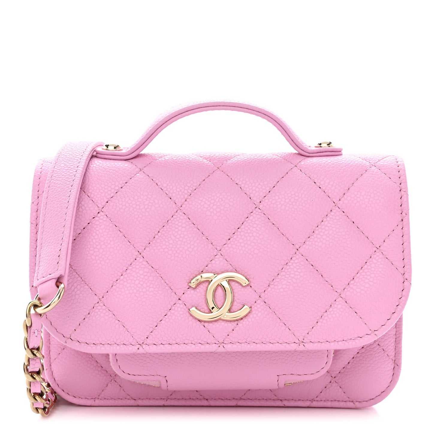 Caviar Quilted Business Affinity Clutch With Chain Flap Lilac