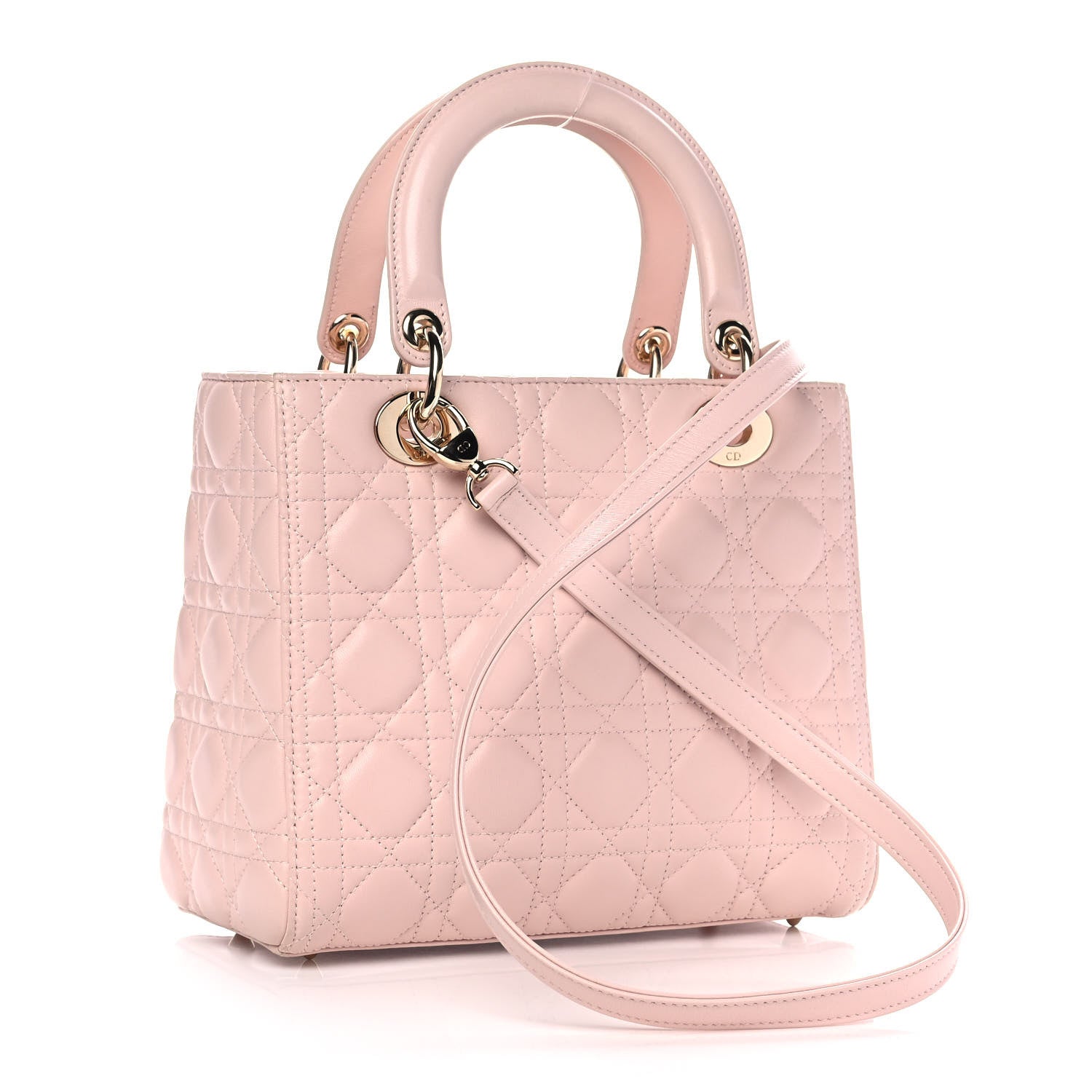 Christian Dior Lambskin Cannage Medium Lady Dior Light Pink 3 of 11