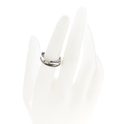 David Yurman Sterling Silver Diamond X Crossover Ring 54 6.75 2 of 5