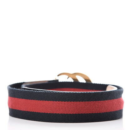 Gucci Nylon Calfskin Double G Web 40mm Belt 85 34 Blue Red Black 3 of 9