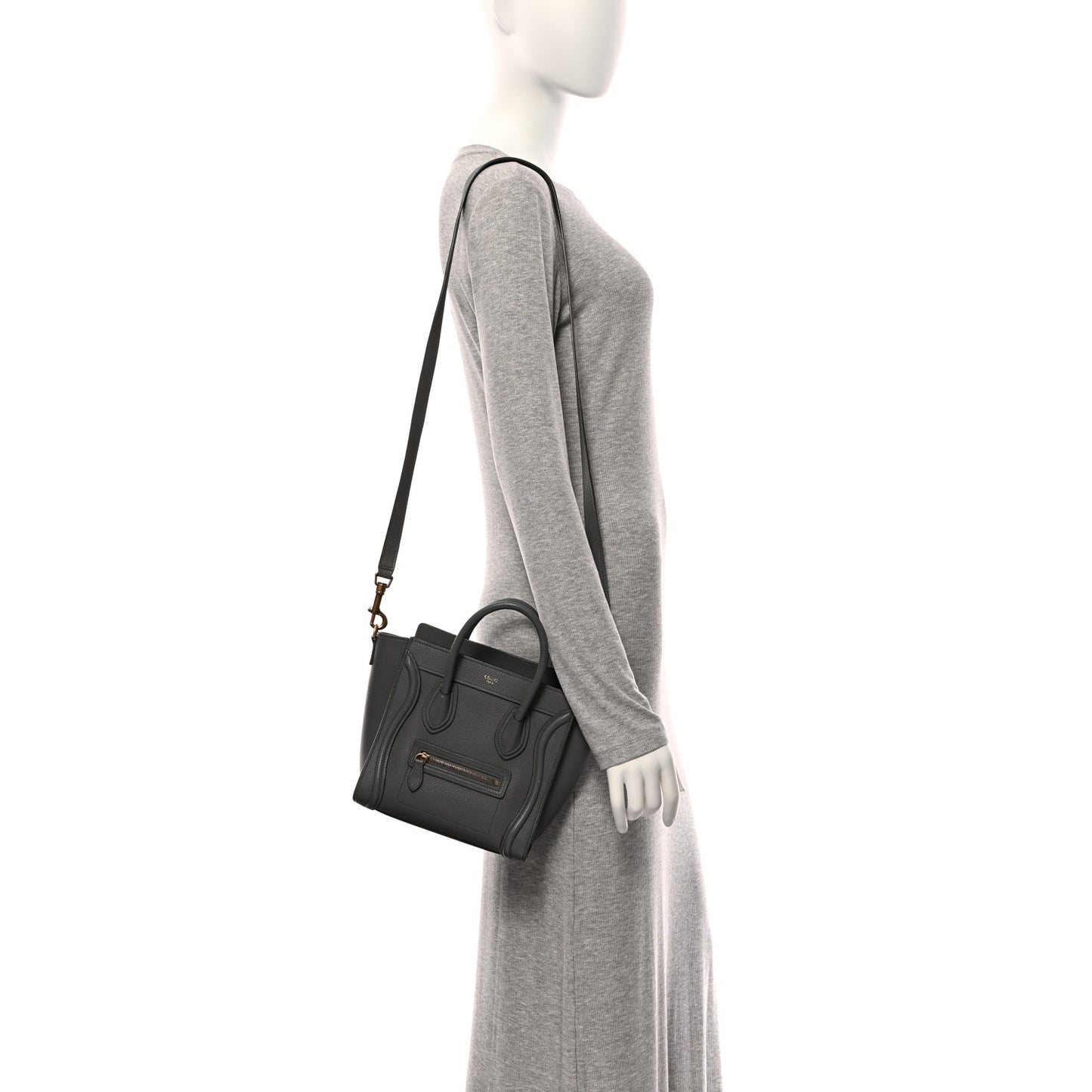Drummed Calfskin Nano Luggage Kohl