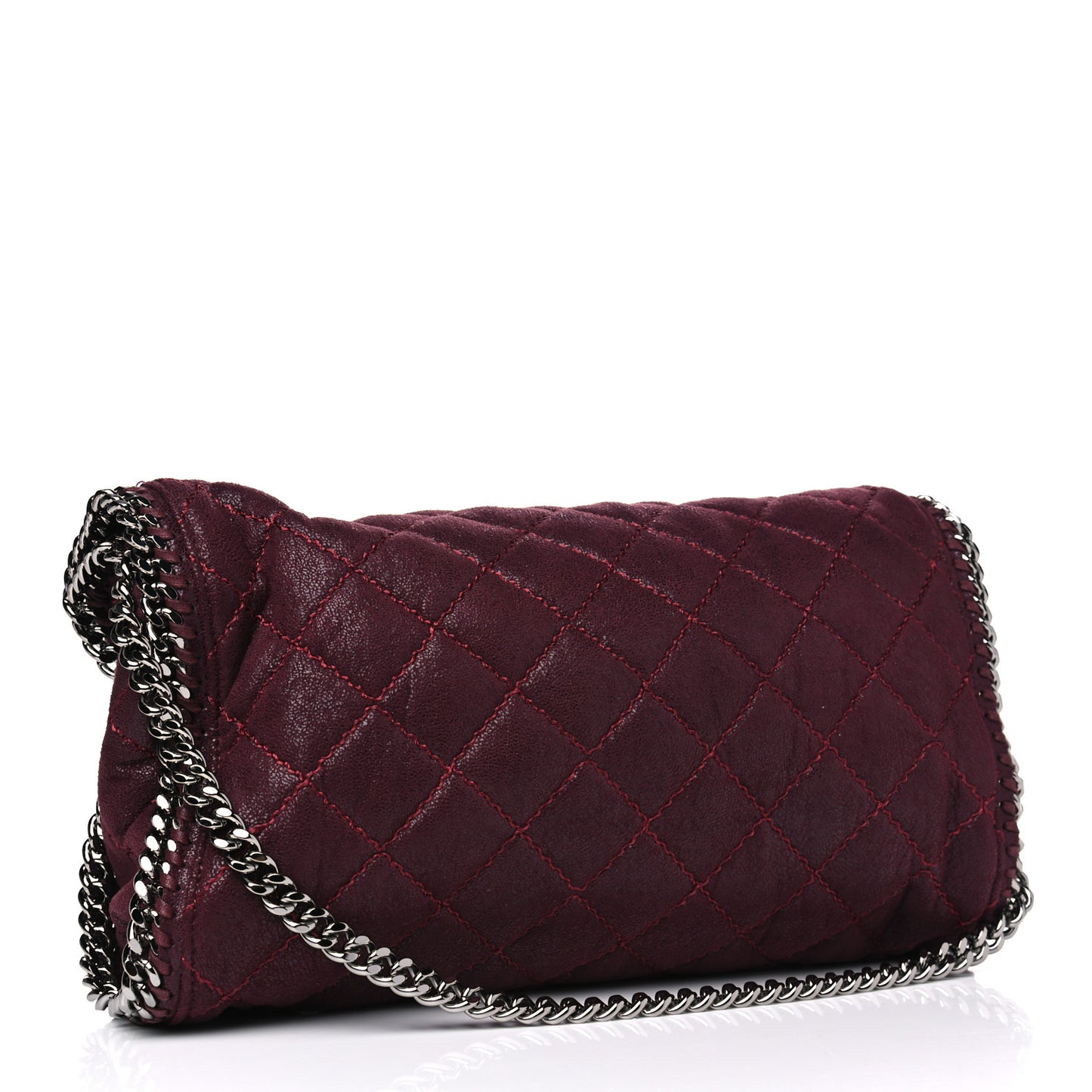 Shaggy Deer Quilted Falabella Fold Over Tote Plum