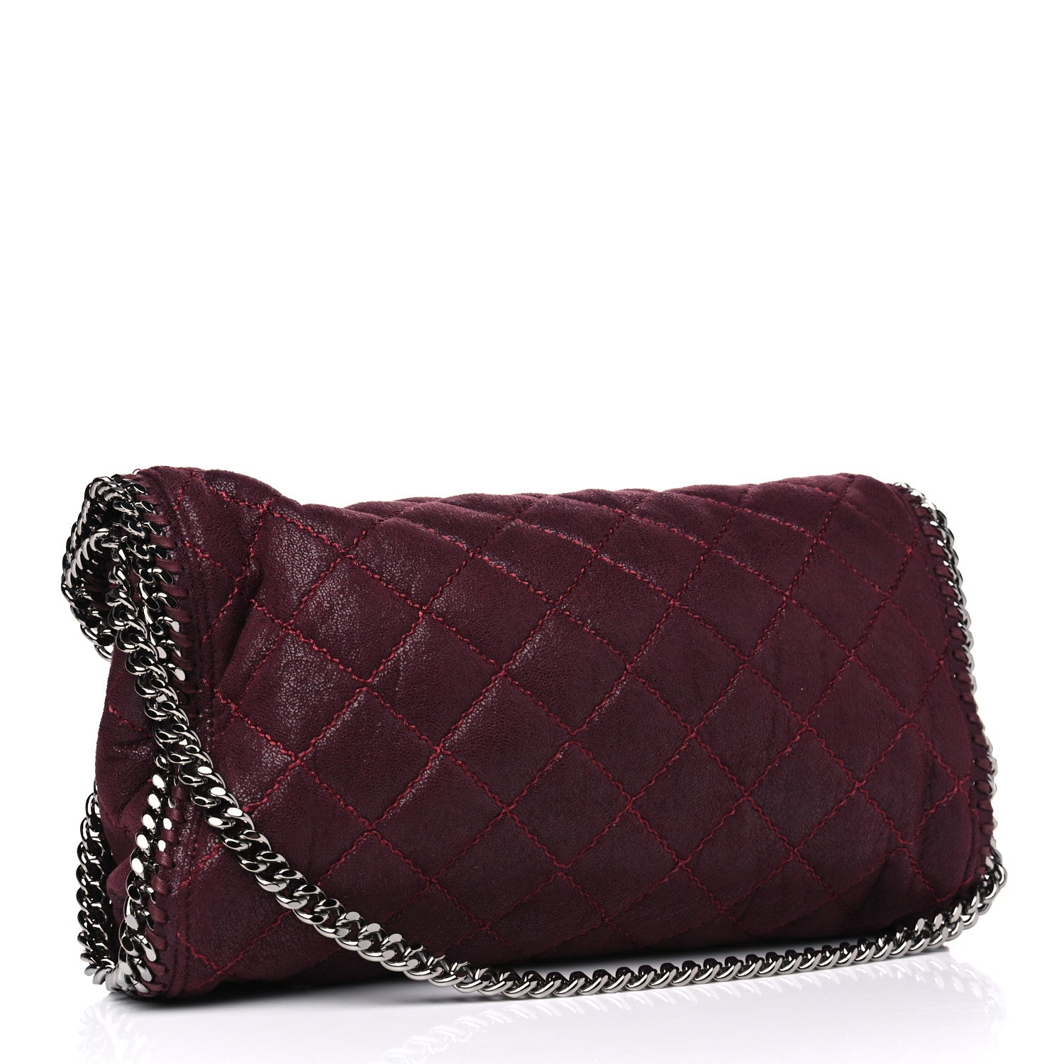 Stella McCartney Shaggy Deer Quilted Falabella Fold Over Tote Plum 2 of 4