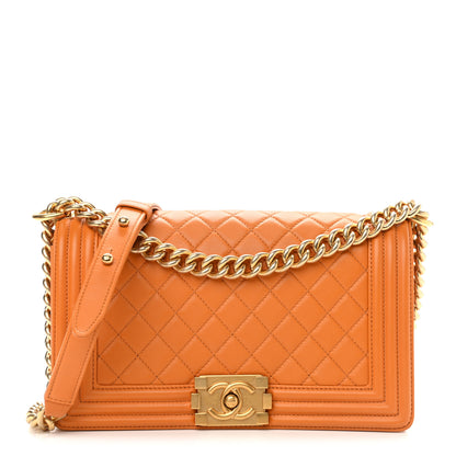 Chanel Lambskin Quilted Medium Boy Flap Orange 1 of 11