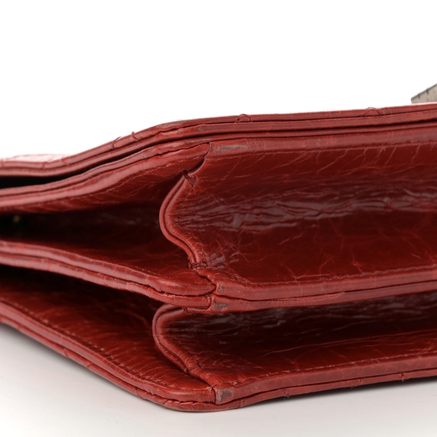 Glazed Calfskin Quilted Rita Top Handle Flap Red