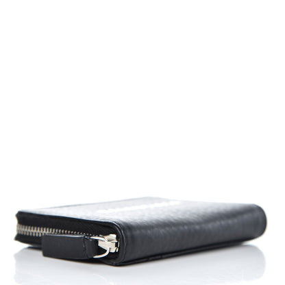 Balenciaga Smooth Calfskin Logo Everyday Zip Around Card Holder Black White 4 of 9