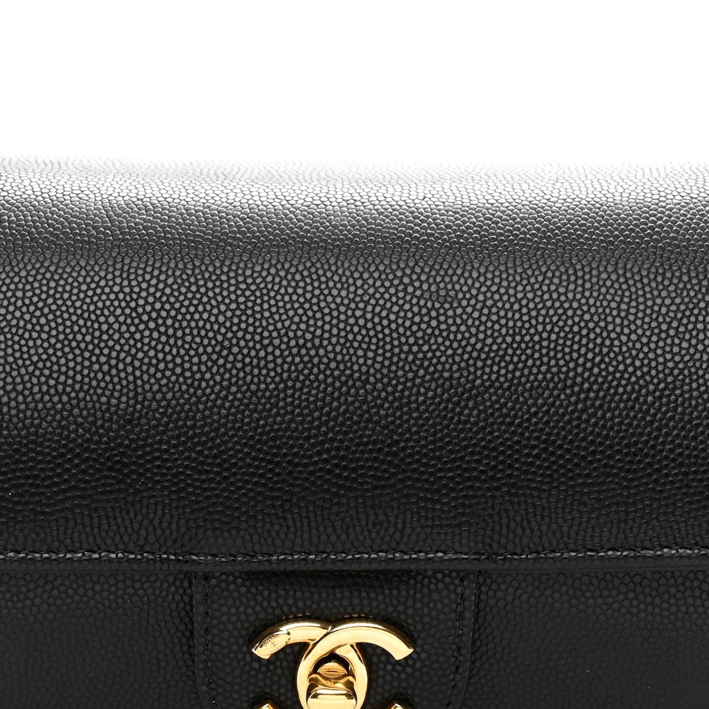 Shiny Caviar Preppy Coco Small Bowling Bag Black