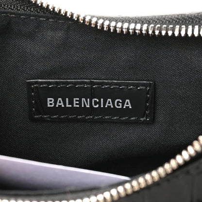 Balenciaga Extra Supple Calfskin Crystal Crocodile Embossed Le Cagole Shoulder Bag XS Black 8 of 9