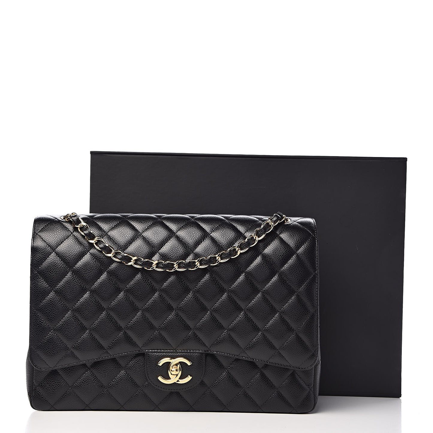 Caviar Quilted Maxi Double Flap Black