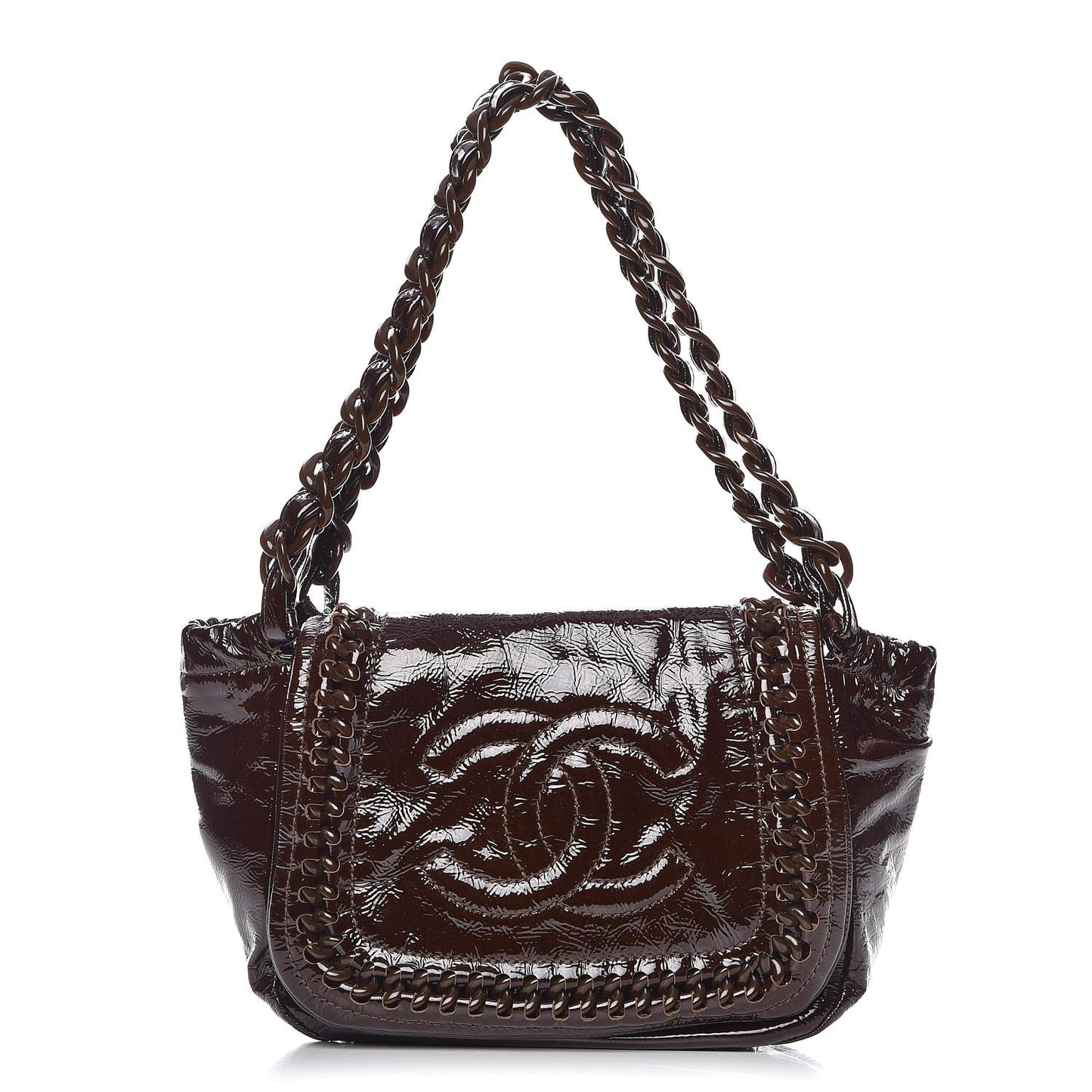 Patent Luxe Ligne Flap Brown