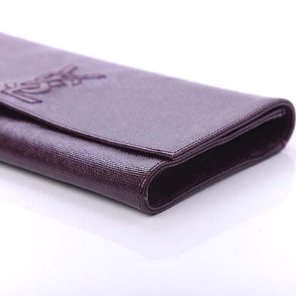 Saint Laurent Coated Linen Monogram Small Belle de Jour Clutch Prune 7 of 9