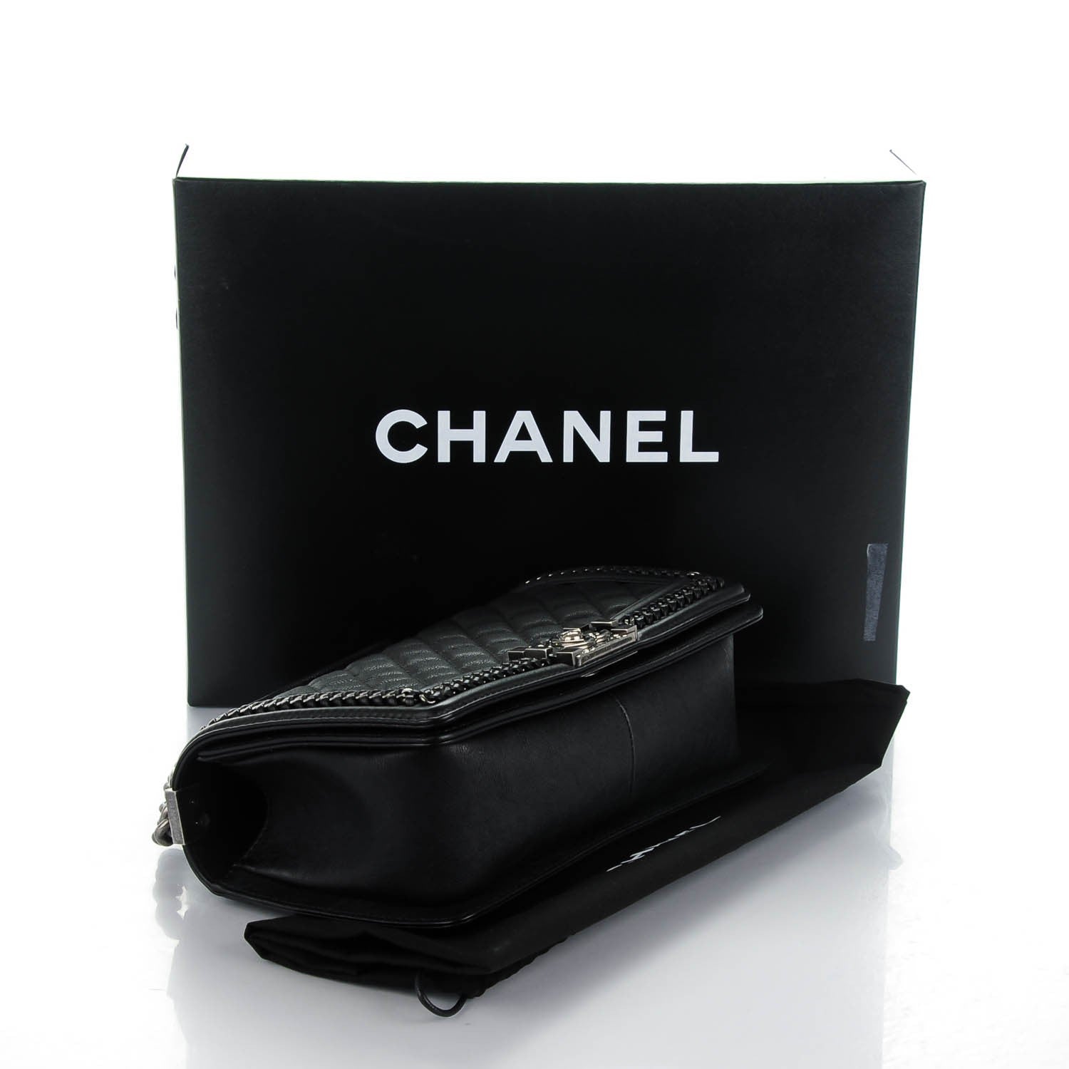 Chanel Calfskin Quilted Medium Top Handle Boy Flap Black 4 of 7