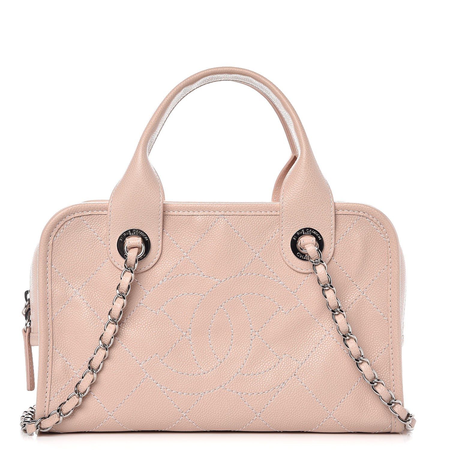 Chanel Caviar Quilted Small Deauville Bowling Bag Light Pink 1 of 10